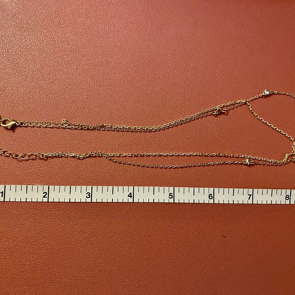 Set of 2 LC Lauren Conrad gold tone necklaces:19in rope + 18in 2-strand, stars - Picture 8 of 8